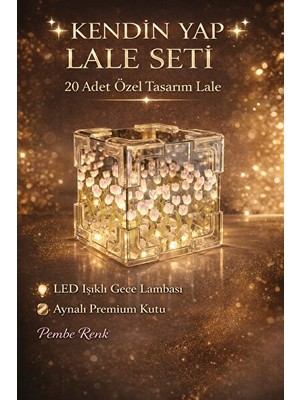Orvessa LED Işıklı Aynalı Pembe Lale Seti, Kendin Yap Dekoratif Gece Lambası Masa ve Gece Lambası 20