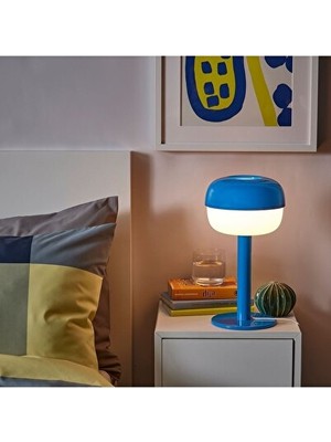 PremiumPort Orvessa Modern Mavi Masa Lambası, Kablolu ve Şık Tasarım Masa ve Gece Lambası