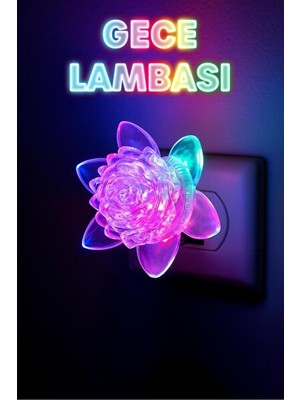 Orvessa Renkli Çiçek Tasarımlı Renkli Işık Gece Lambası Masa ve Gece Lambası