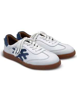 Venüs Deri Kadın Sneakers Ayakkabı Beyaz-Açık Mavi 2609901Y
