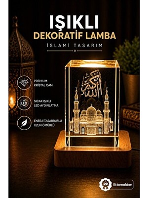 Orvessa Islami Tasarımlı Kristal Cami Motifli LED Gece Lambası Masa ve Gece Lambası