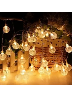 Aesco 5m 28 LED Kristal Top Gün Işığı Şeffaf Kablo Fişli Eklemeli