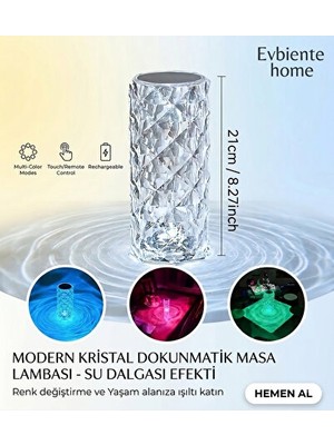 Orvessa Kristal Elmas Görünümlü Masa Lambası Şık ve Parlak Dekorasyon Parçası Masa ve Gece Lambası