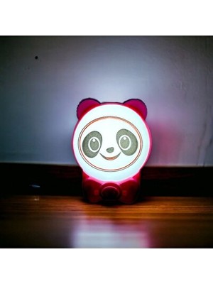 Orvessa Sevimli Panda Çocuk Odası Gece Lambası, Beyaz LED Işıkla Dekoratif Masa ve Gece Lambası