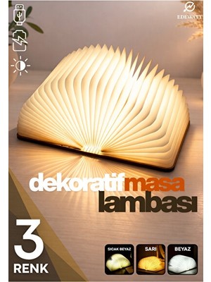 Orvessa Kitap Şeklinde USB Şarj Edilebilir Masa Lambası, Renkli ve Pratik Tasarım