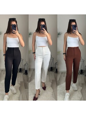 Aisha Elbise Kadın Üste Oturan Paçası Bilek Üzerinde Biten Krep Kumaş Kumaş Pantolon 36 (S) - 50 (5xl)