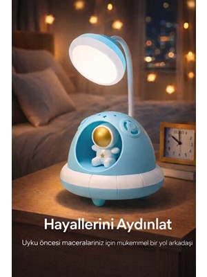 Orvessa Projeksiyonlu LED Gece Lambası, Ayarlanabilir Boyun ve Dekoratif Figür Deta