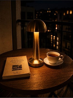 Orvessa Gold Renkli Mantarlı Tasarımlı Renkli Modlu Sıcaklık Ayarlı Lamba Masa ve Gece Lambası