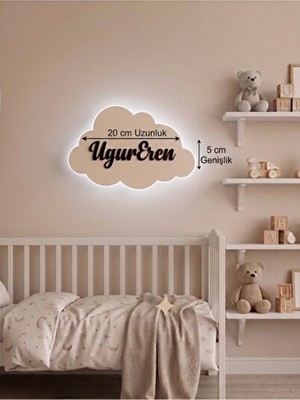 Orvessa Kişiye Özel Isimli Bulut LED Gece Lambası - Çocuk ve Bebek Odası Dekorasyon