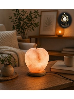 Orvessa Elma Modeli Tuz Lambası, Ortamınıza Doğal ve Sıcak Atmosfer Masa ve Gece Lambası