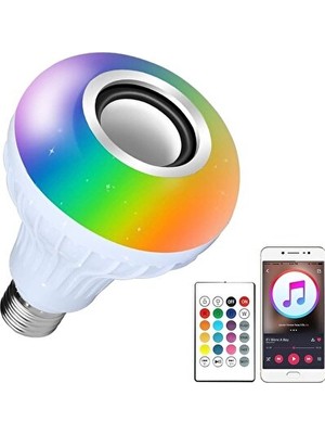 Solvéra Rgb LED Renkli Ampul ve Bluetooth Hoparlörlü Masa Lambası Masa ve Gece Lambası