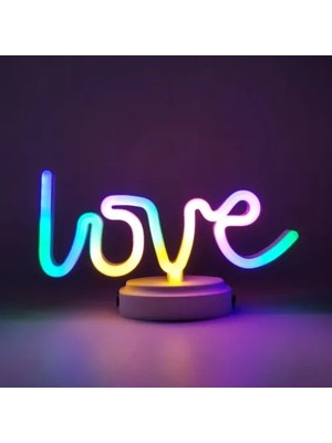 Aesco Neon Işıklı Love Yazılı Masa Gece Lambası