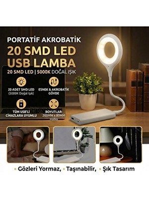 Orvessa Esnek USB Bağlantılı Masa Üstü Kamp ve Çalışma Lambası Masa ve Gece Lambası