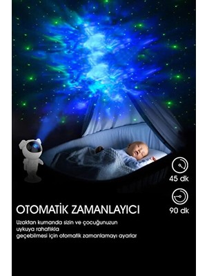 PremiumPort Orvessa Gökyüzü Projeksiyon Gece Lambası, Kumandalı Uzay Teması Çocuk Odası Masa ve Gece Lambası