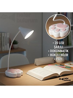 Orvessa Dokunmatik Çok Modlu Kedi Patili Masa Lambası ile Şık Dekorasyon Masa ve Gece Lambası