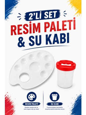 O&S Resim Paleti, Su Fırça Kabı, Resim Seti, Boya Paleti Palet Balet Resim Fırça Kap