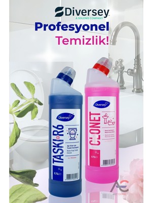 Diversey Taski Clonet Extra Banyo Temizleyici ve Kireç Çözücü Diversey Taskı R6 Wc Ağır Kirler Için Tuvalet Temizleyici 2'li  750 ml