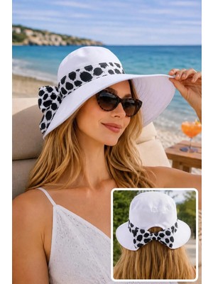 Wearflawless Kadın Keten Bucket Fiyonklu Yazlık Plaj Şapkası, Ayarlanabilir Geniş Kenarlı Tatil Şapkası