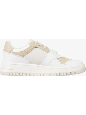 Tommy Hilfiger Tommy Jeans Retro Basket Tonal Deri Kadın Bej Spor Ayakkabı