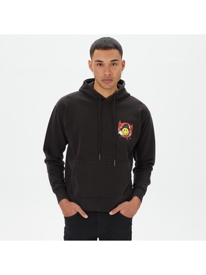 Market Smiley Inner Peace Pullover Erkek Siyah Hoodie