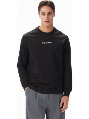 Calvin Klein Standard Logo Crew Erkek Siyah T-Shirt