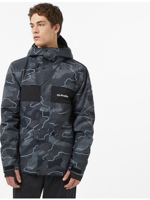 Quiksilver Mission Printed Block Erkek Gri Kayak Montu