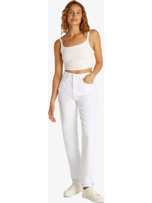 Calvin Klein Authentic Slim Straight Kadın Beyaz Jean
