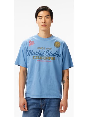 The Market Studios Pure Gold Unisex Mavi T-Shirt