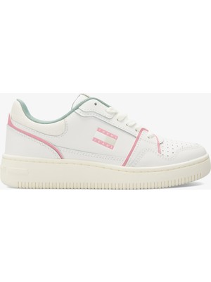 Tommy Hilfiger Tommy Jeans Retro Basket Kadın Beyaz/pembe/yeşil Spor Ayakkabı