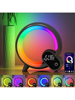 Normadia Vaelmont Bluetooth Hoparlör ve Rgb Atmosfer Işıklı Gece Lambası - Dijital Ekran ve S