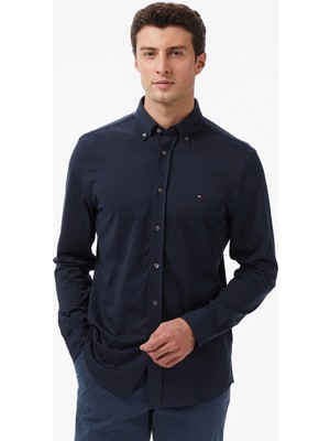Tommy Hilfiger Performance Knit Solid Erkek Lacivert Gömlek