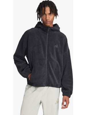 Adidas Future Icons Small Logo Low Pile Fleece Full Zip Erkek Siyah Eşofman Üstü