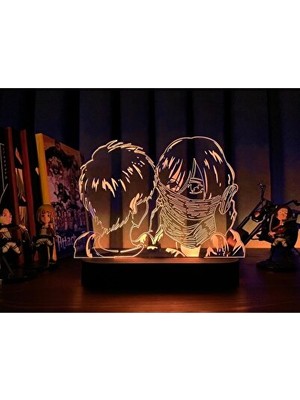 Vaelmont Hikaye Temalı Attack On Titan Mikasa ve Eren Masa Lambası - Anime Dekorasyo