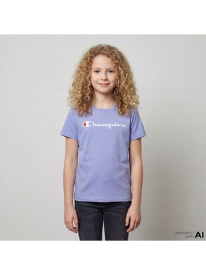 Champion Crewneck Ss Çocuk Mor T-Shirt