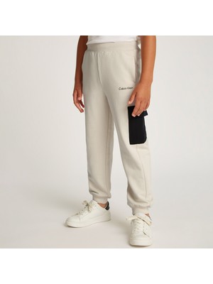 Calvin Klein Color Block Cargo Jogger Çocuk Bej Eşofman Altı