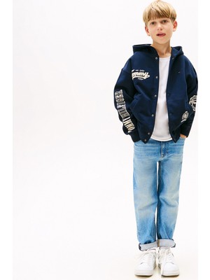 Tommy Hilfiger Varsity Graphic Snap Button Çocuk Lacivert Sweatshirt