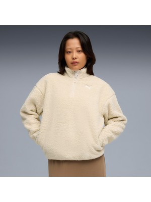 Puma Essential Elevated Half-Zip Crew Kadın Beyaz Sweatshirt