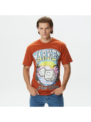 Market Smiley Pair Of Dice Erkek Turuncu T-Shirt