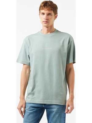 Calvin Klein Jeans Grid Monogram Erkek Gri T-Shirt