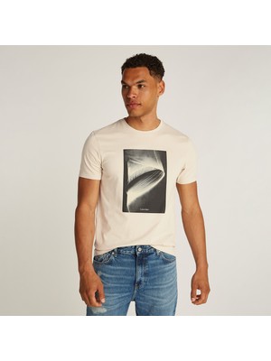 Calvin Klein Faded Light Graphic Erkek Bej T-Shirt