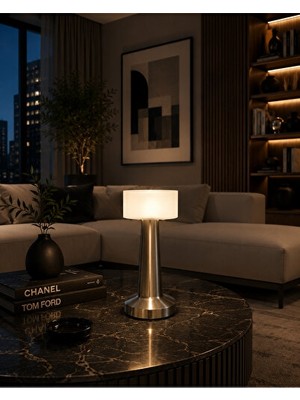Orvessa 3 Renk Modlu Silindir LED Masa Lambası, Ayarlanabilir ve Şık Masa ve Gece Lambası