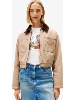 Tommy Hilfiger Padded Cropped Puffer Kadın Kahverengi Ceket