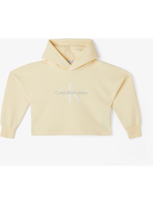 Calvin Klein Jeans Glitter Monogram Çocuk Krem Sweatshirt