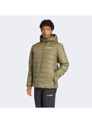 Adidas Terrex Multi Essentials Climawarm Yalıtımlı Kapüşonlu Erkek Yeşil Yürüyüş Montu