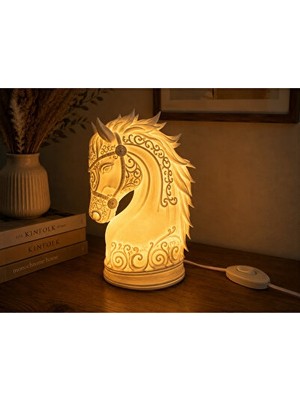 Solvéra Sarı ve Beyaz Işık Seçenekli At Kafası LED Gece Lambası Masa ve Gece Lambası