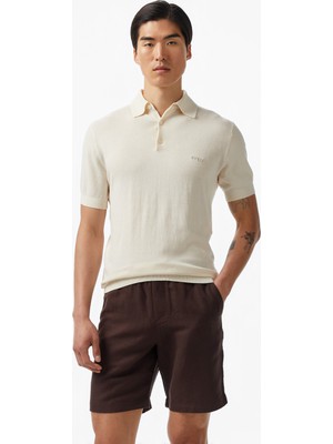 Guess Cree Washed Organic Silk Yarn Erkek Beyaz Triko