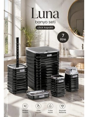 Okyanus Home Luna 5'li Banyo Aksesuar Seti Suya Dayanıklı Antrasit Renk Şık Tasarım