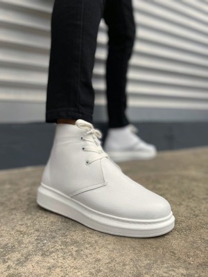 Ebrus Trend JET-207 Oslo Bağcıklı Ortopedik Taban Cilt Erkek Spor Bot CBT - Beyaz