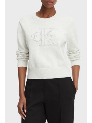 Calvin Klein % 100 Pamuk Logo Monogramlı Sweat LV047G322GP74 Bayan Sweat LV047G322G P74