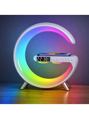 Vaelmont Çok Fonksiyonlu Dijital Saatli Bluetooth Masa Lambası ve Kablosuz Şarj Ünit